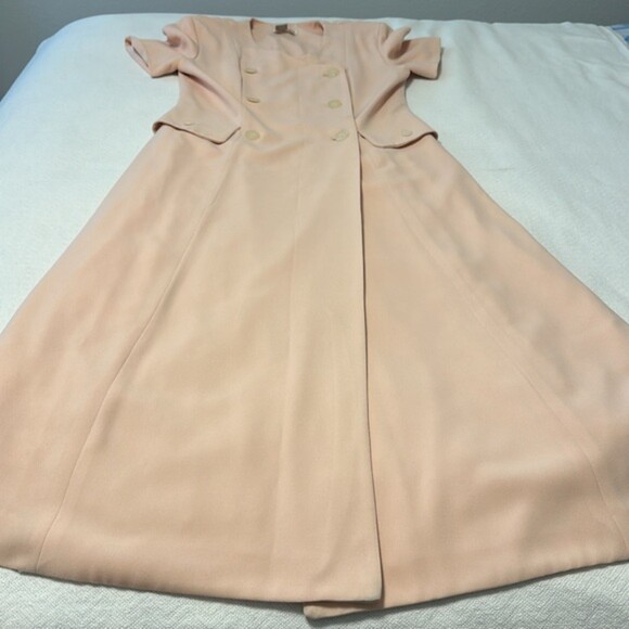 Vintage Talbots Midi Dress Womens 6 Pinup Rockabilly Pink Sailor Peach Retro - Picture 2 of 12